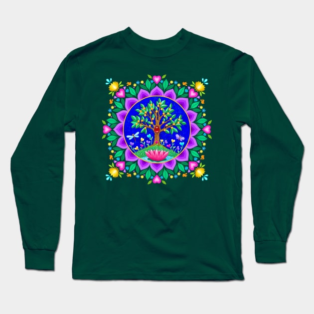 Tree of Life Mandala Long Sleeve T-Shirt by SoozieWray